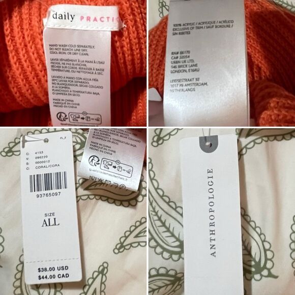 Anthropologie Hat Daily Practice Sport Club Ribbed Knit Beanie Orange OS NWT - Picture 6 of 7